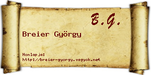 Breier György névjegykártya
