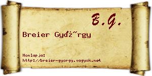 Breier György névjegykártya